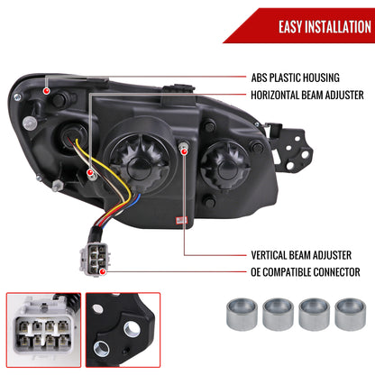 2006-2007 Subaru Impreza WRX STI LED Bar Sequential Turn Signal Projector Headlights (Chrome Housing/Clear Lens)