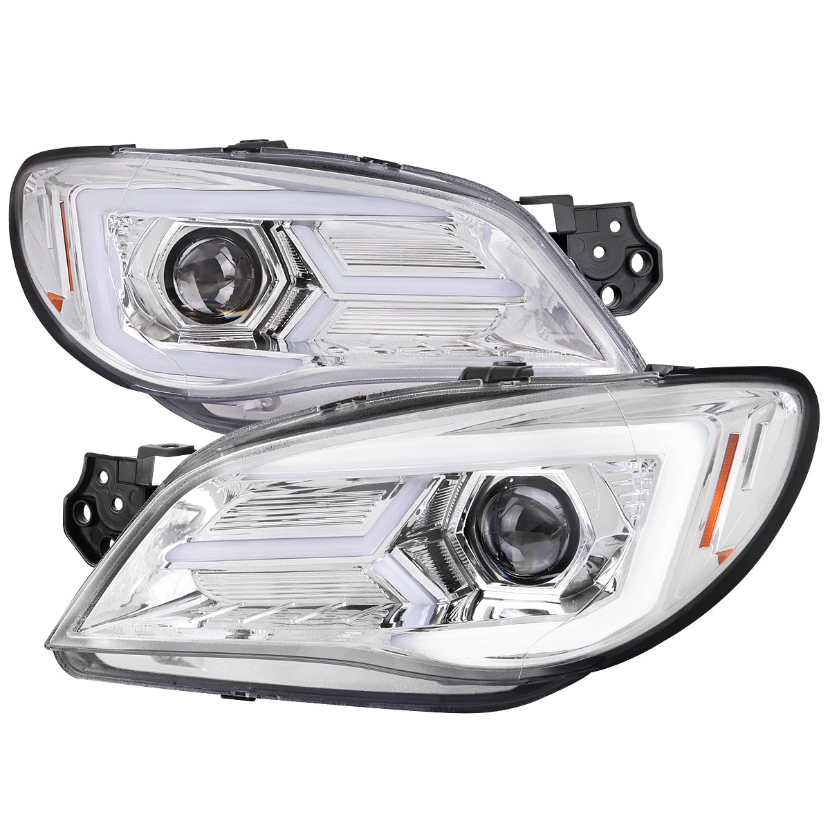 2006-2007 Subaru Impreza WRX STI LED Bar Sequential Turn Signal Projector Headlights (Chrome Housing/Clear Lens)