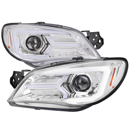 2006-2007 Subaru Impreza WRX STI LED Bar Sequential Turn Signal Projector Headlights (Chrome Housing/Clear Lens)