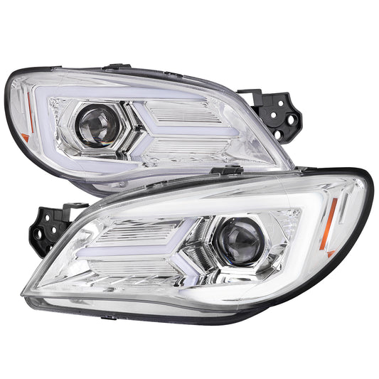 2006-2007 Subaru Impreza WRX STI LED Bar Sequential Turn Signal Projector Headlights (Chrome Housing/Clear Lens)