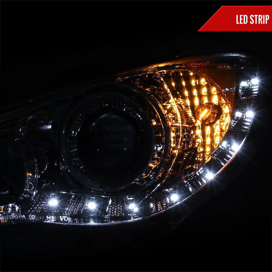 2006-2007 Subaru Impreza WRX/STI Projector Headlights w/ LED Light Strip (Chrome Housing/Clear Lens)