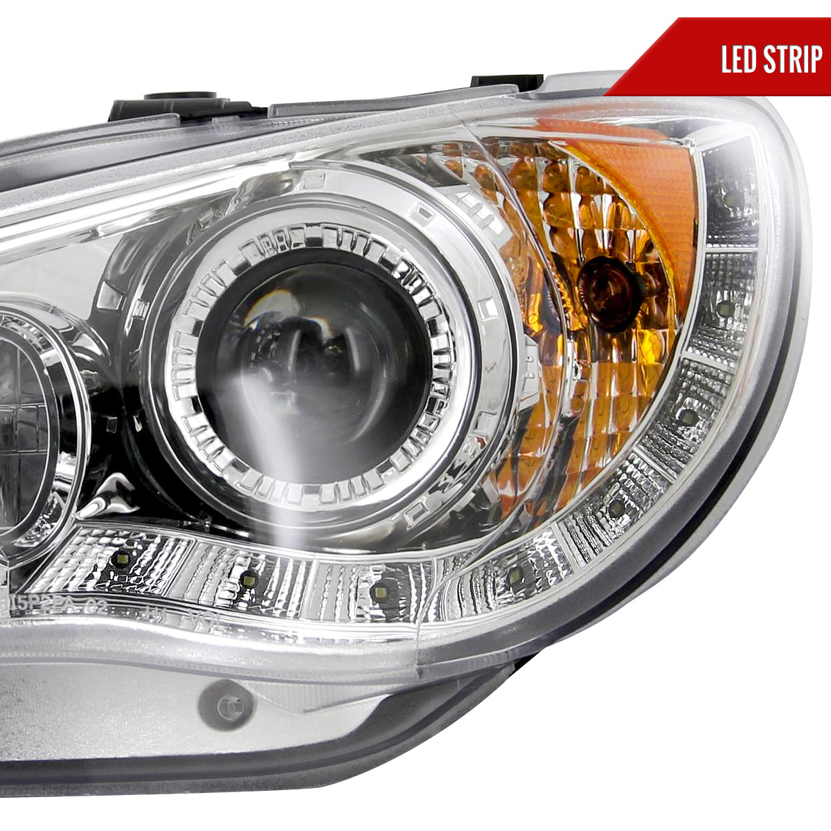 2006-2007 Subaru Impreza WRX/STI Projector Headlights w/ LED Light Strip (Chrome Housing/Clear Lens)