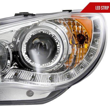 2006-2007 Subaru Impreza WRX/STI Projector Headlights w/ LED Light Strip (Chrome Housing/Clear Lens)