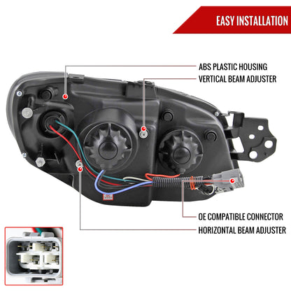 2006-2007 Subaru Impreza WRX/STI Projector Headlights w/ LED Light Strip (Chrome Housing/Clear Lens)