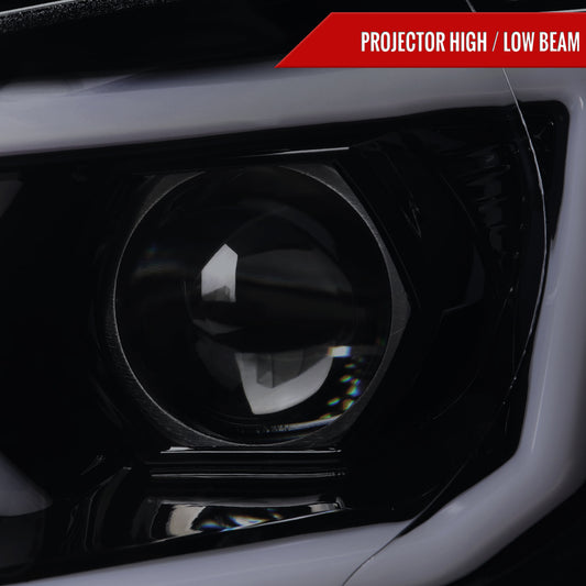 2006-2007 Subaru Impreza WRX STI LED Bar Sequential Turn Signal Projector Headlights (Glossy Black Housing/Smoked Lens)