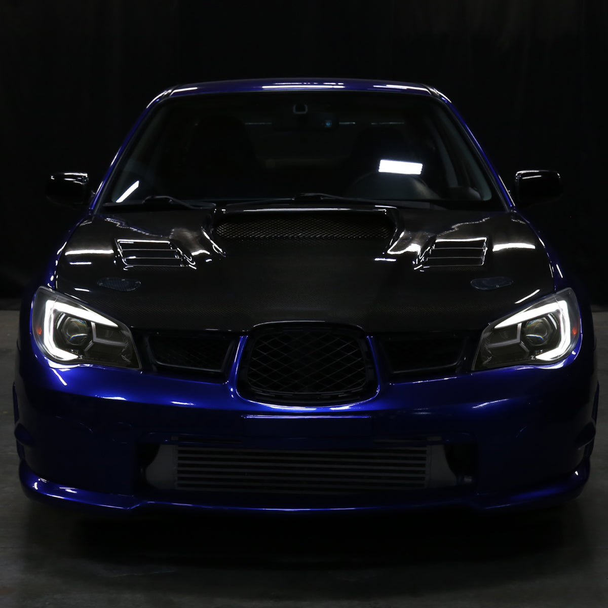 2006-2007 Subaru Impreza WRX STI LED Bar Sequential Turn Signal Projector Headlights (Glossy Black Housing/Smoked Lens)