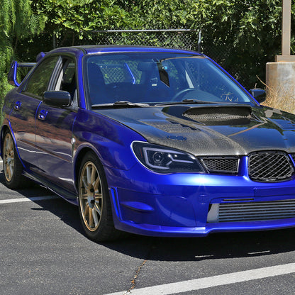 2006-2007 Subaru Impreza WRX STI LED Bar Sequential Turn Signal Projector Headlights (Glossy Black Housing/Smoked Lens)