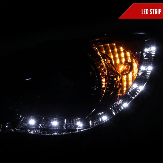 2006-2007 Subaru Impreza WRX/STI Projector Headlights w/ LED Light Strip (Glossy Black Housing/Smoked Lens)