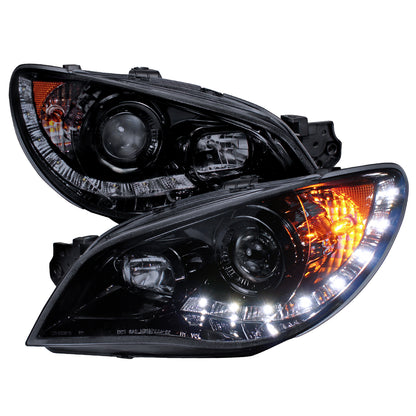 2006-2007 Subaru Impreza WRX/STI Projector Headlights w/ LED Light Strip (Glossy Black Housing/Smoked Lens)