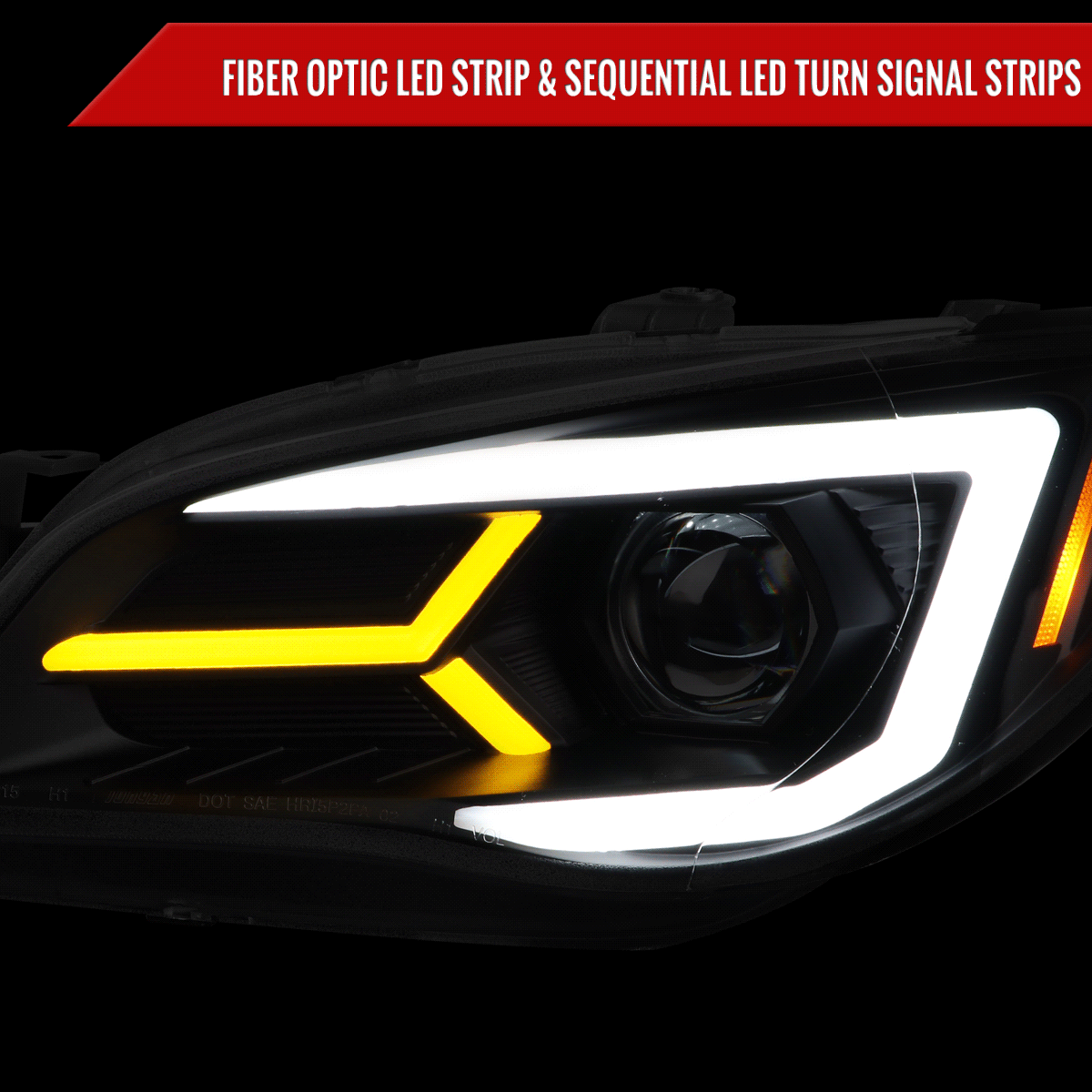 2006-2007 Subaru Impreza WRX STI LED Bar Sequential Turn Signal Projector Headlights (Matte Black Housing/Clear Lens)
