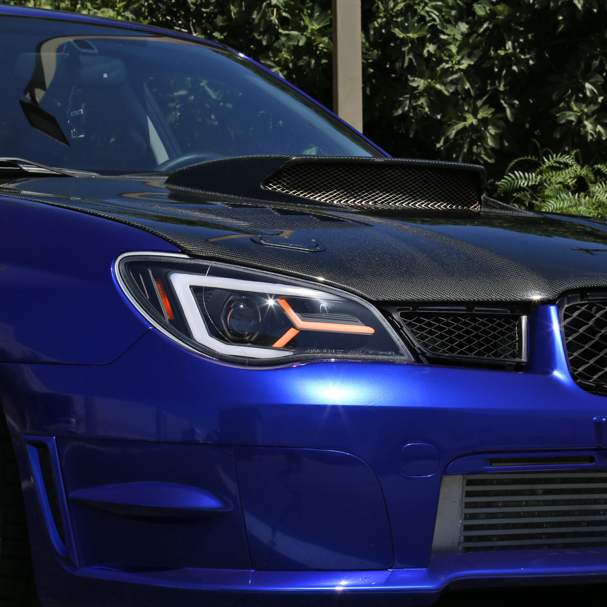 2006-2007 Subaru Impreza WRX STI LED Bar Sequential Turn Signal Projector Headlights (Matte Black Housing/Clear Lens)