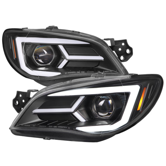 2006-2007 Subaru Impreza WRX STI LED Bar Sequential Turn Signal Projector Headlights (Matte Black Housing/Clear Lens)