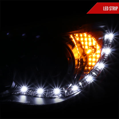 2006-2007 Subaru Impreza WRX/STI Projector Headlights w/ LED Light Strip (Matte Black Housing/Clear Lens)