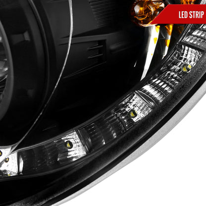 2006-2007 Subaru Impreza WRX/STI Projector Headlights w/ LED Light Strip (Matte Black Housing/Clear Lens)