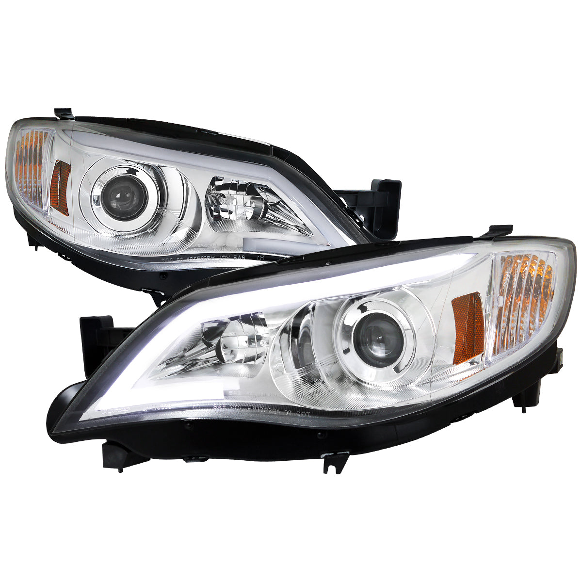2008-2014 Subaru Impreza WRX/ 2008-2011 Outback Sport LED Bar Projector Headlights (Chrome Housing/Clear Lens)