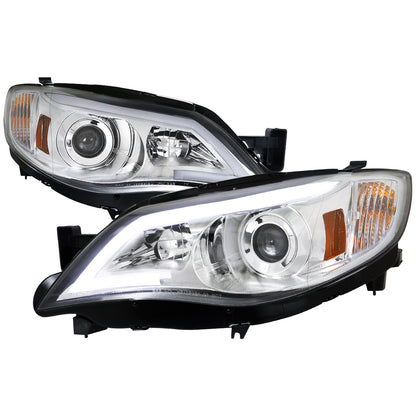 2008-2014 Subaru Impreza WRX/ 2008-2011 Outback Sport LED Bar Projector Headlights (Chrome Housing/Clear Lens)