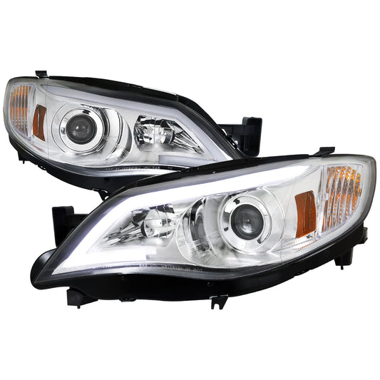 2008-2014 Subaru Impreza WRX/ 2008-2011 Outback Sport LED Bar Projector Headlights (Chrome Housing/Clear Lens)