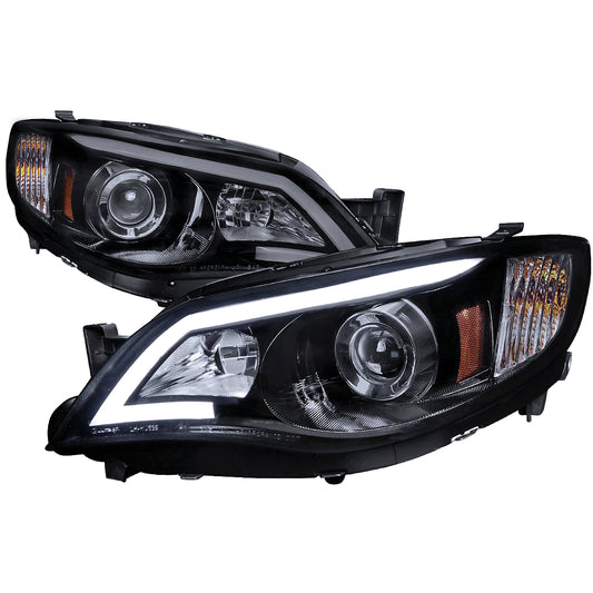 2008-2014 Subaru Impreza WRX / 2008-2011 Outback Sport LED Bar Projector Headlights (Glossy Black Housing/Smoked Lens)