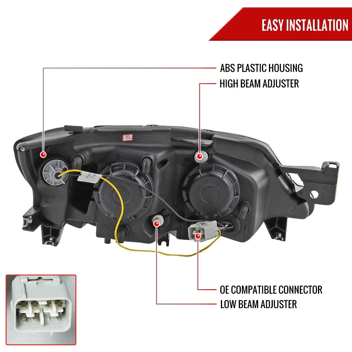 2008-2014 Subaru Impreza WRX / 2008-2011 Outback Sport LED Bar Projector Headlights (Matte Black Housing/Clear Lens)