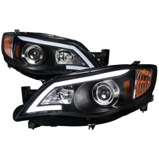 2008-2014 Subaru Impreza WRX / 2008-2011 Outback Sport LED Bar Projector Headlights (Matte Black Housing/Clear Lens)