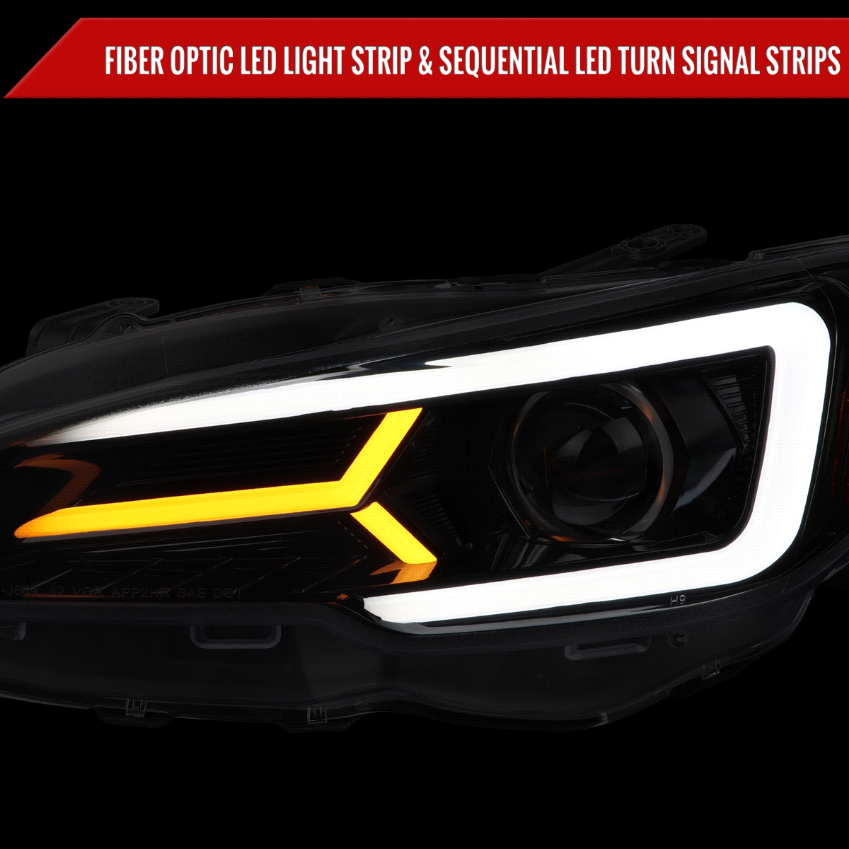 2015-2021 Subaru Impreza WRX/STI LED Bar Sequential Turn Signal (Glossy Black Housing/Clear Lens)