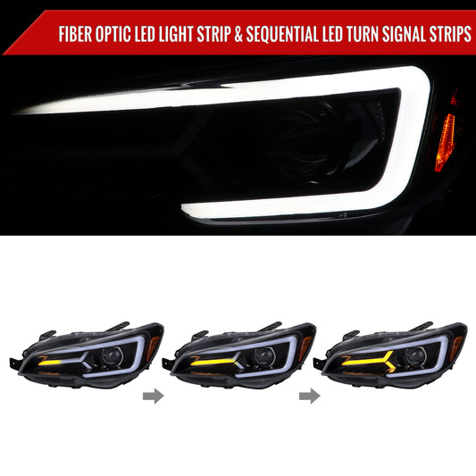 2015-2021 Subaru Impreza WRX/STI LED Bar Sequential Turn Signal (Glossy Black Housing/Smoked Lens)