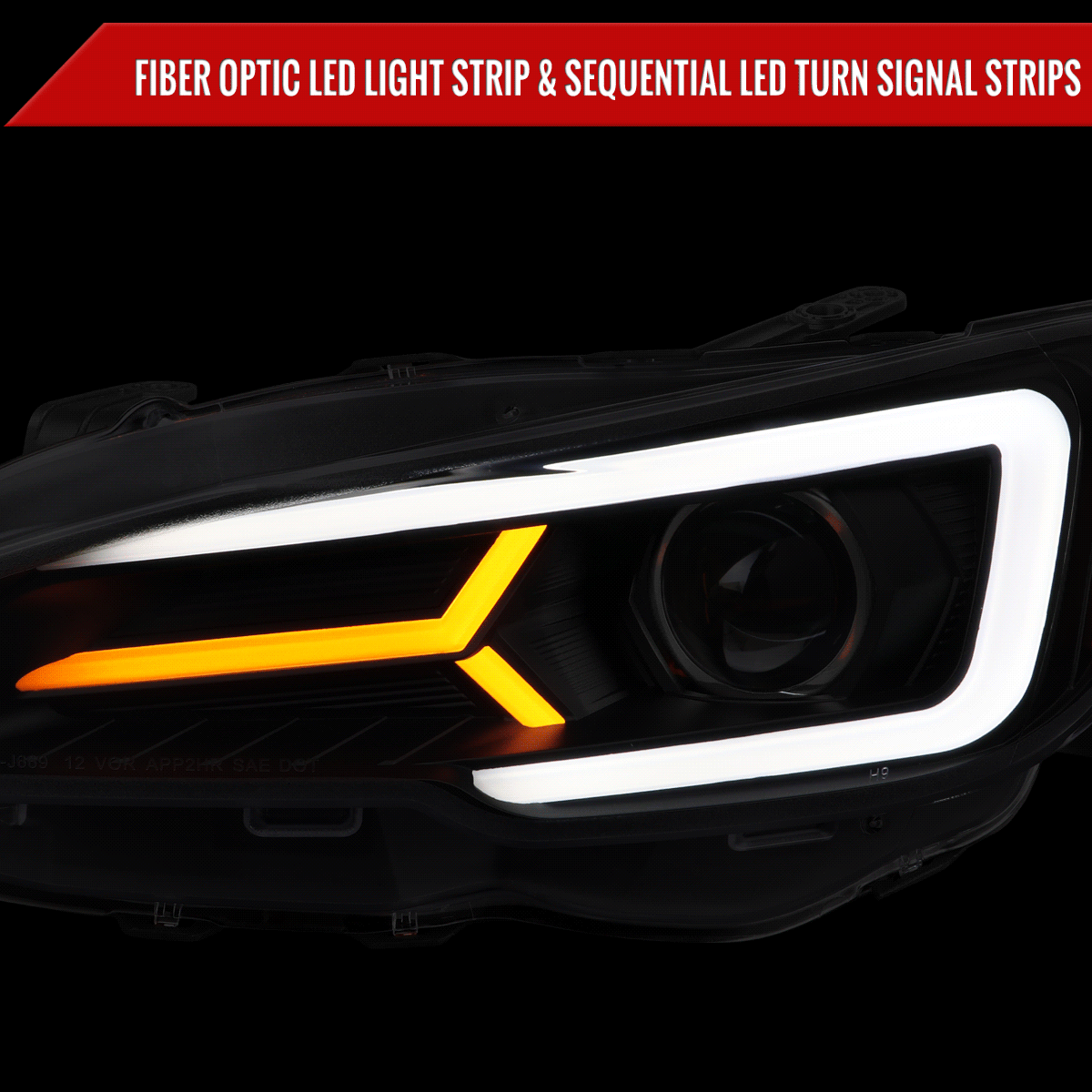 2015-2021 Subaru Impreza WRX/STI LED Bar Sequential Turn Signal (Matte Black Housing/Clear Lens)