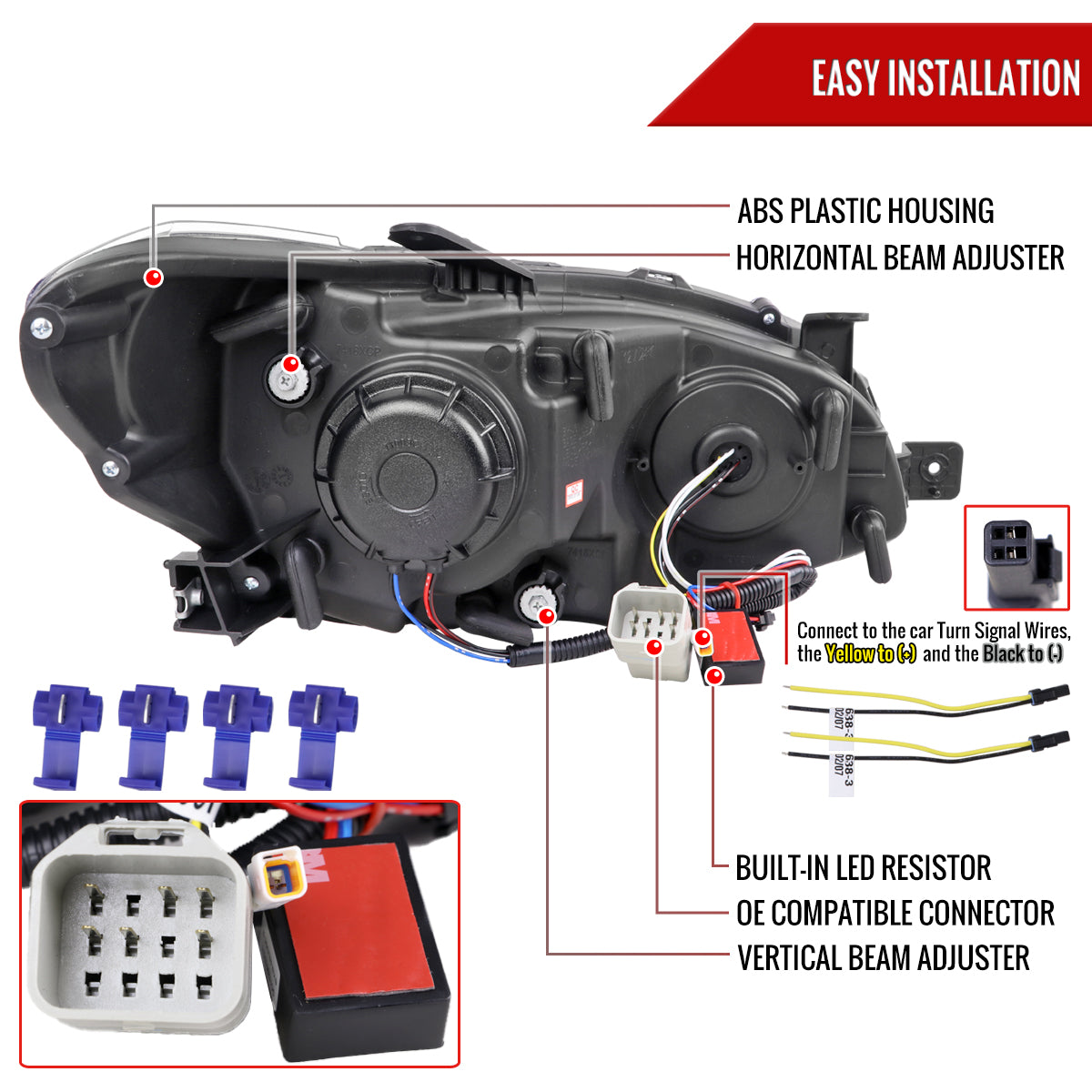 2015-2021 Subaru Impreza WRX/STI LED Bar Sequential Turn Signal (Matte Black Housing/Clear Lens)