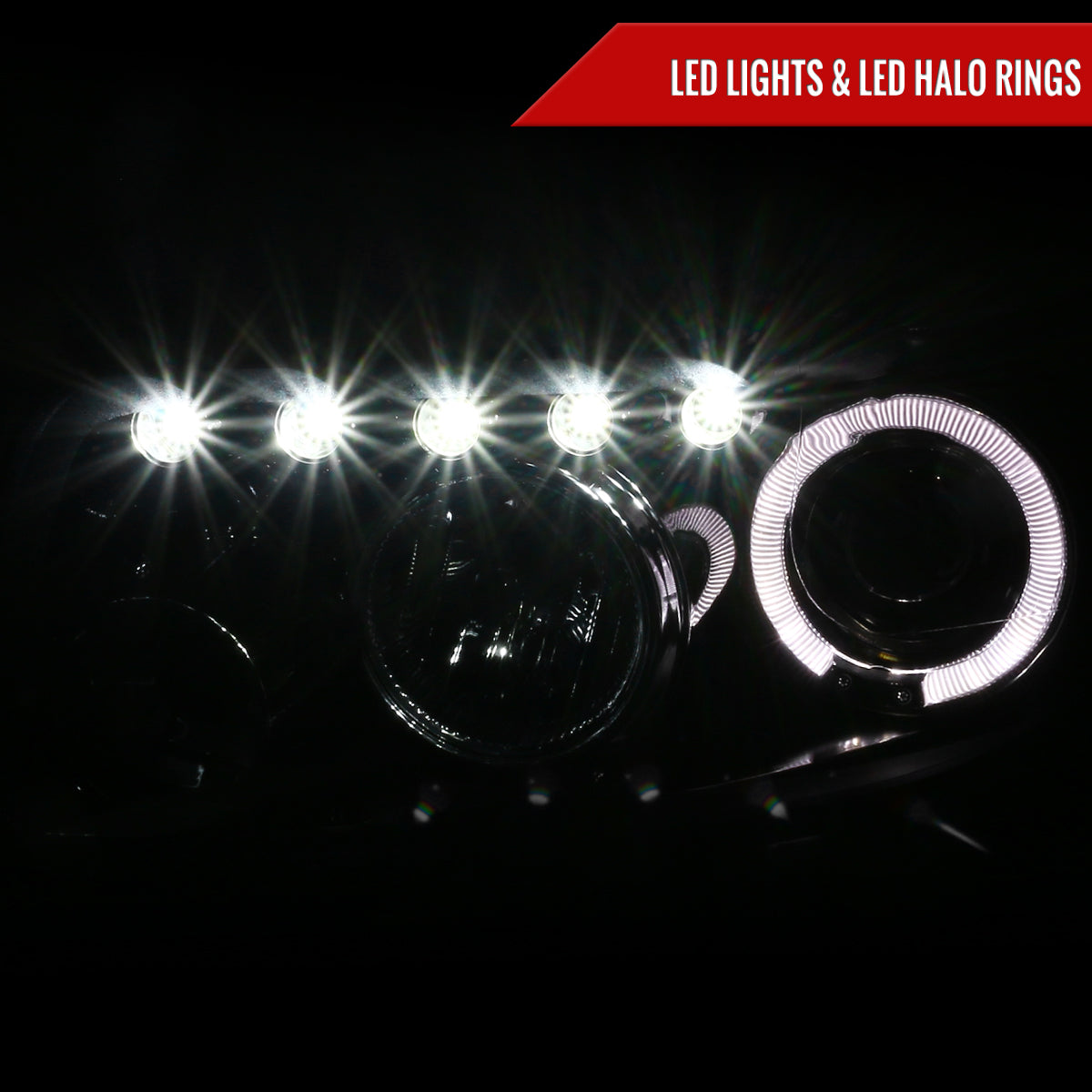 2008-2010 Scion xB Single Halo Projector Headlights (Glossy Black Housing/Smoked Lens)