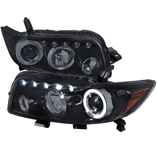 2008-2010 Scion xB Single Halo Projector Headlights (Glossy Black Housing/Smoked Lens)