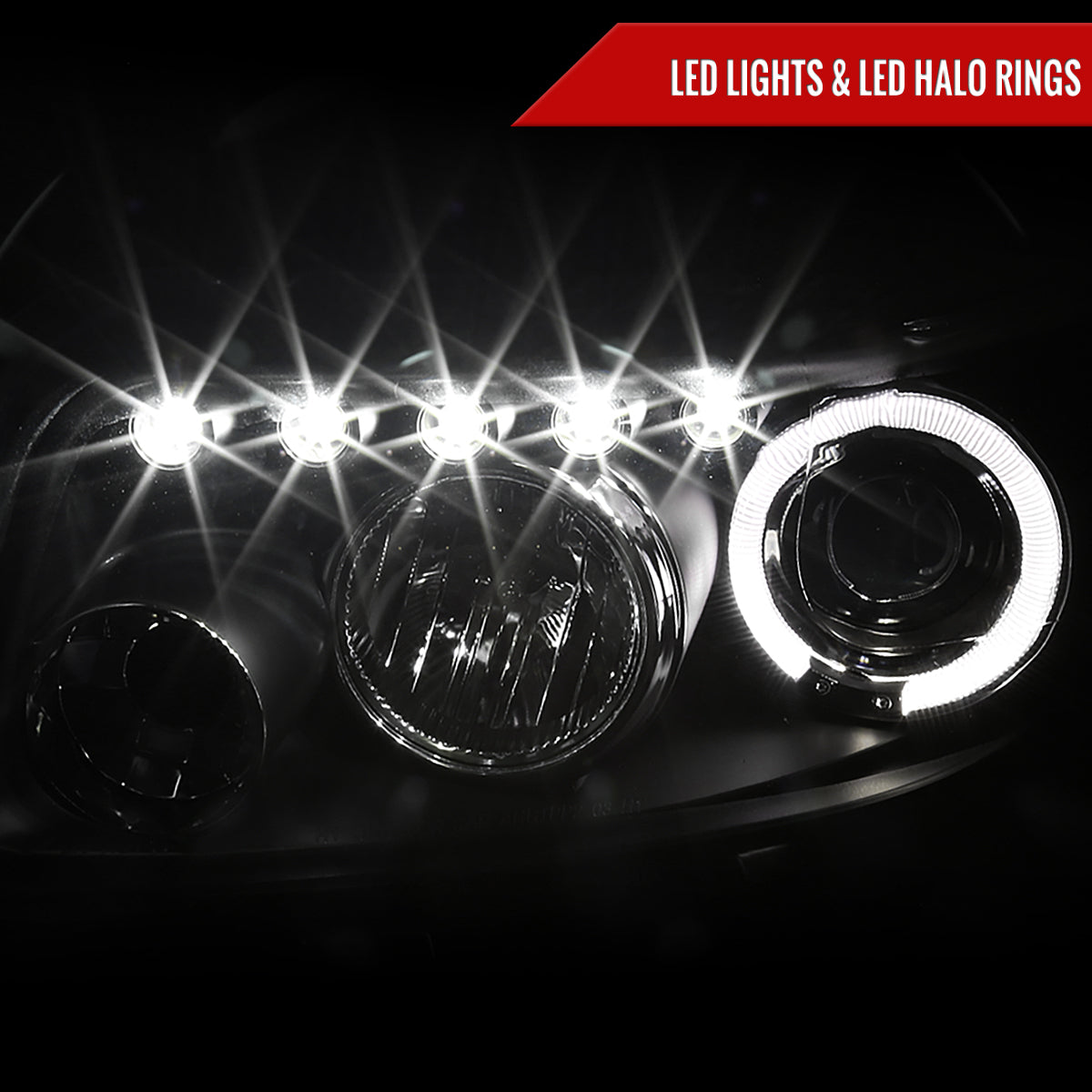 2008-2010 Scion xB Single Halo Projector Headlights (Matte Black Housing/Clear Lens)