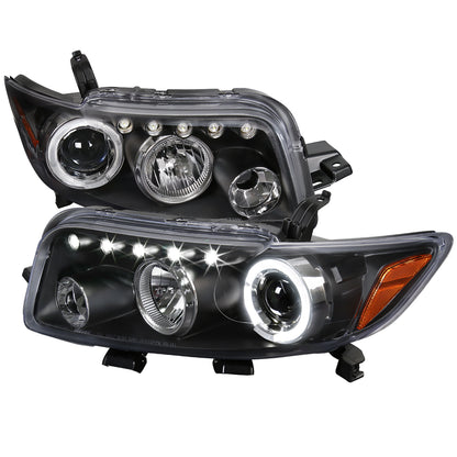 2008-2010 Scion xB Single Halo Projector Headlights (Matte Black Housing/Clear Lens)