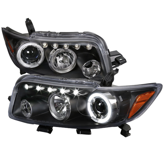 2008-2010 Scion xB Single Halo Projector Headlights (Matte Black Housing/Clear Lens)