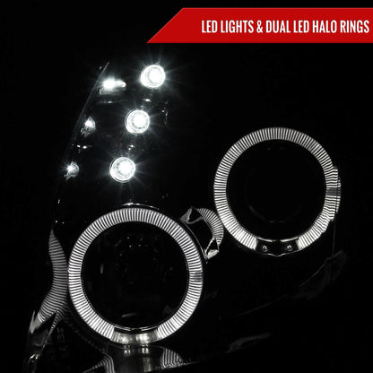 2006-2008 Toyota Yaris Dual Halo Projector Headlights (Glossy Black Housing/Smoked Lens)