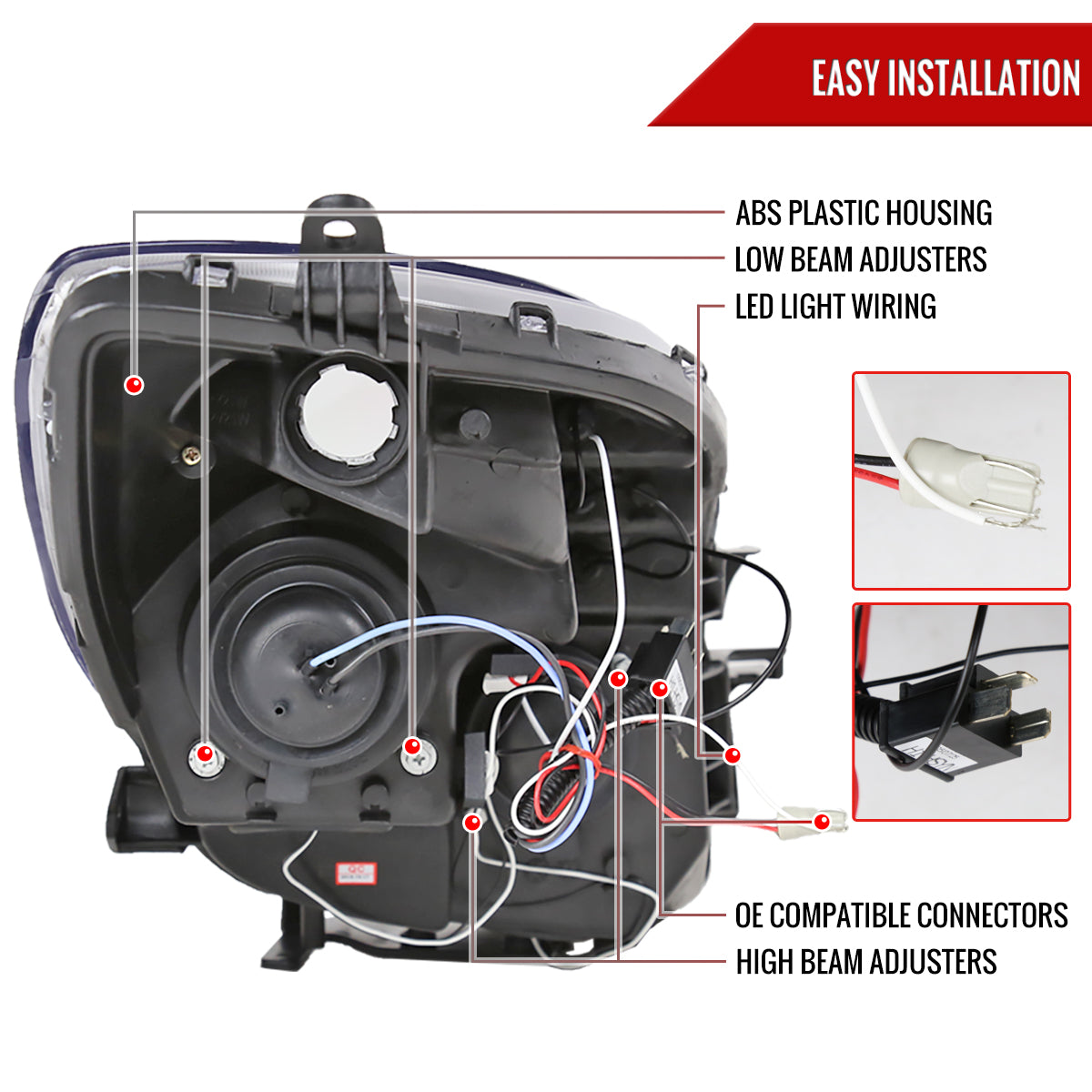 2006-2008 Toyota Yaris Dual Halo Projector Headlights (Glossy Black Housing/Smoked Lens)