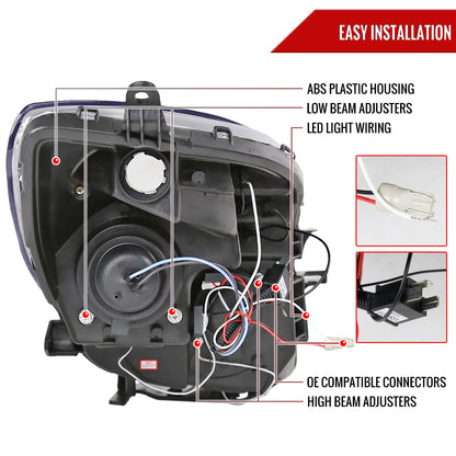 2006-2008 Toyota Yaris Dual Halo Projector Headlights (Glossy Black Housing/Smoked Lens)