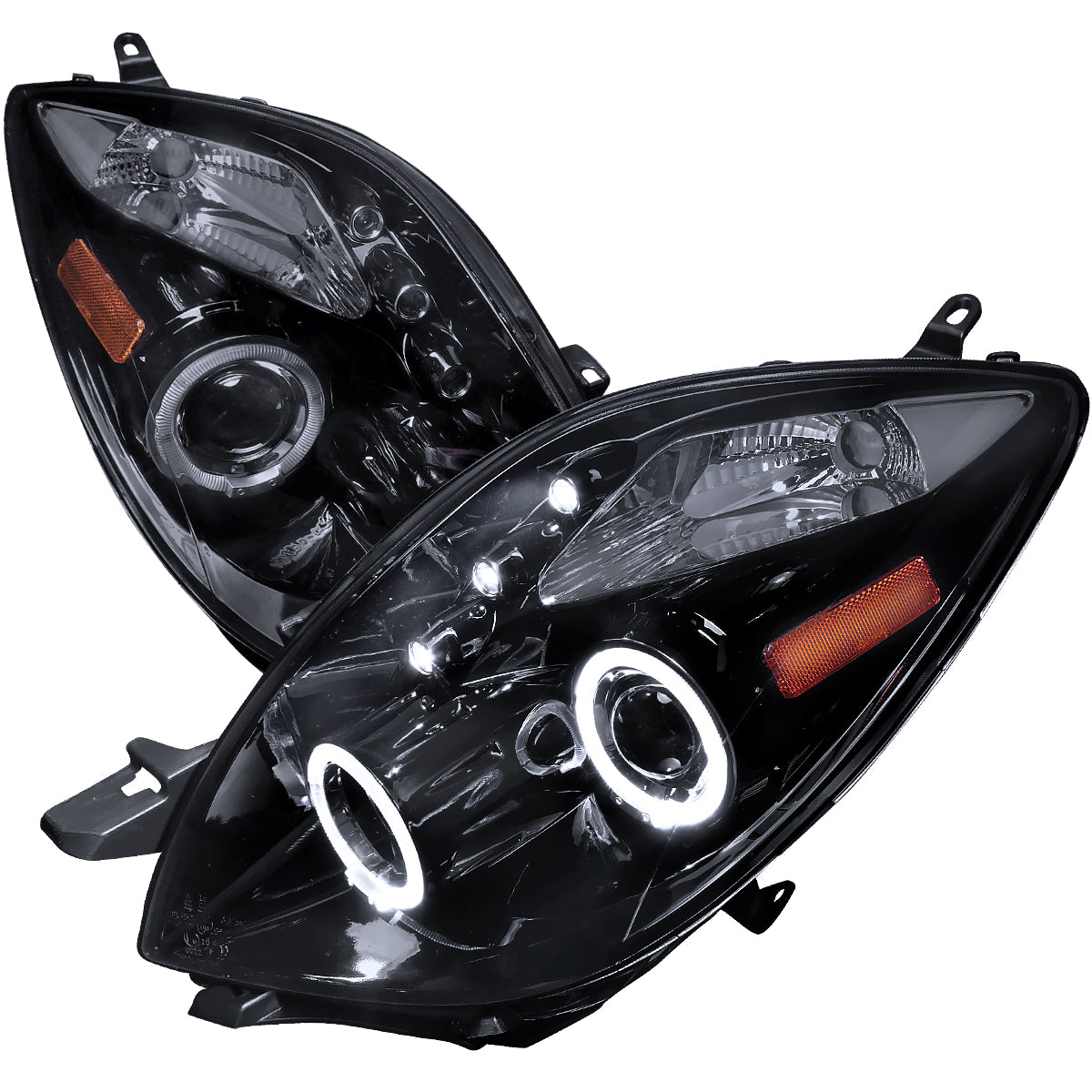 2006-2008 Toyota Yaris Dual Halo Projector Headlights (Glossy Black Housing/Smoked Lens)