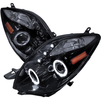 2006-2008 Toyota Yaris Dual Halo Projector Headlights (Glossy Black Housing/Smoked Lens)