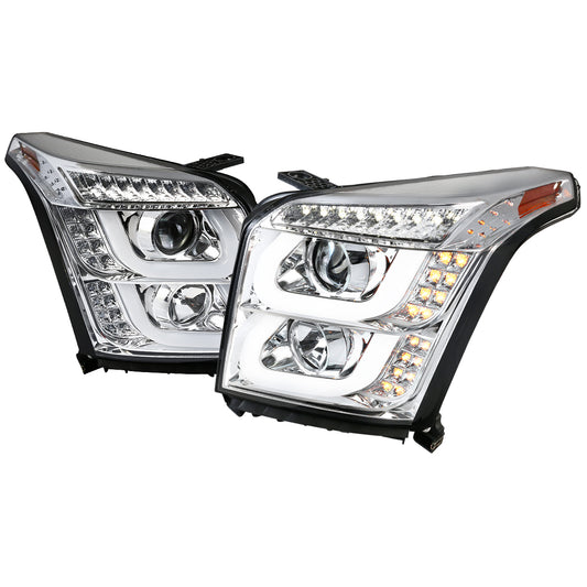 2015-2020 GMC Yukon/Yukon XL LED U-Bar Projector Headlights (Chrome Housing/Clear Lens)