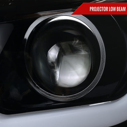 2015-2020 GMC Yukon/Yukon XL LED U-Bar Projector Headlights w/ LED Turn Signal Lights (Glossy Black Housing/Smoked Lens)