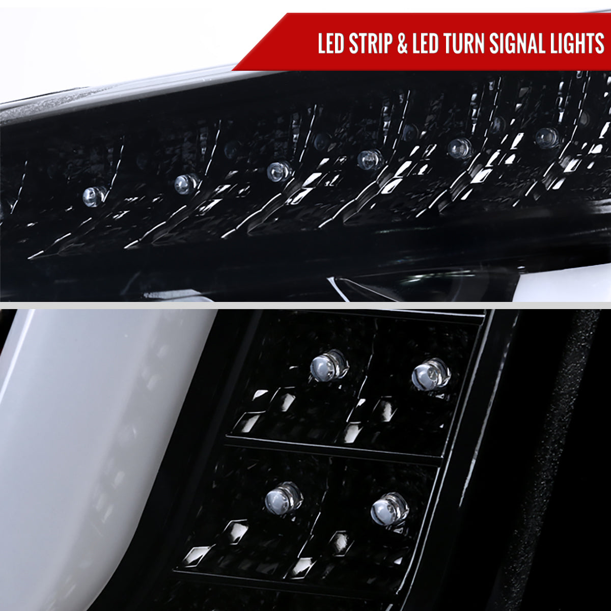 2015-2020 GMC Yukon/Yukon XL LED U-Bar Projector Headlights w/ LED Turn Signal Lights (Glossy Black Housing/Smoked Lens)