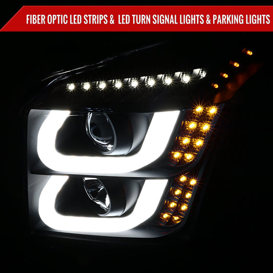 2015-2020 GMC Yukon/Yukon XL LED U-Bar Projector Headlights w/ LED Turn Signal Lights (Matte Black Housing/Clear Lens)