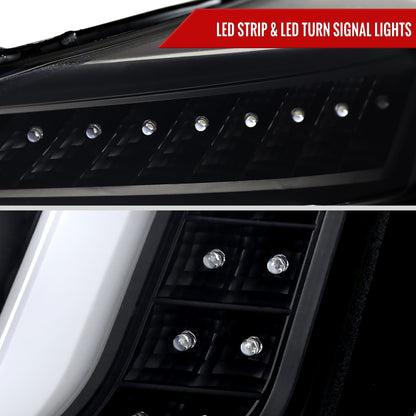 2015-2020 GMC Yukon/Yukon XL LED U-Bar Projector Headlights w/ LED Turn Signal Lights (Matte Black Housing/Clear Lens)