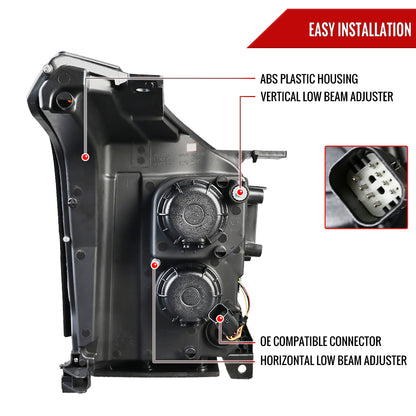 2015-2020 GMC Yukon/Yukon XL LED U-Bar Projector Headlights w/ LED Turn Signal Lights (Matte Black Housing/Clear Lens)