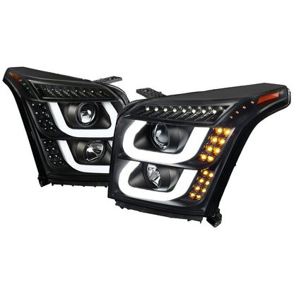 2015-2020 GMC Yukon/Yukon XL LED U-Bar Projector Headlights w/ LED Turn Signal Lights (Matte Black Housing/Clear Lens)