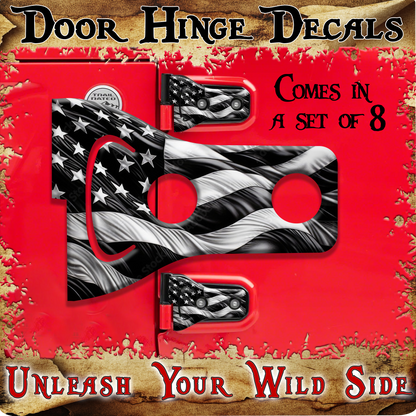 Black and white American flag Door hinge decals 2