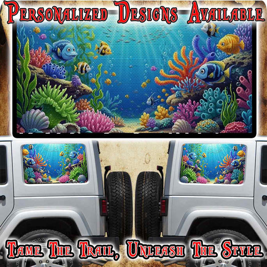 Rear quarter window see through graphic. Sea reaf