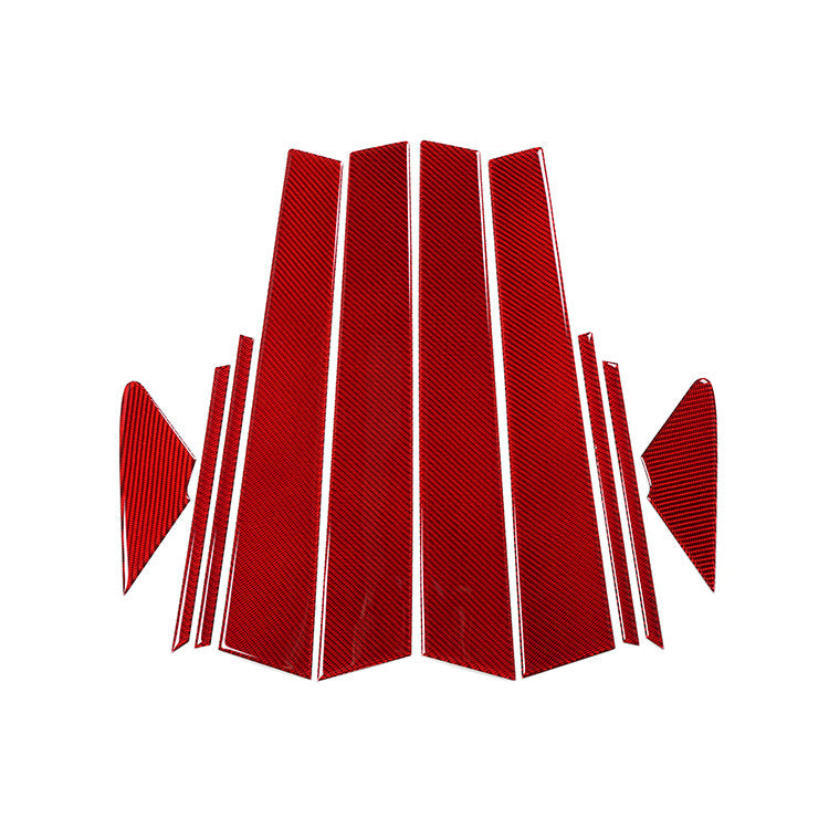 JDMuscle [22-25 WRX] P&S Series Carbon Fiber Exterior Pillar Covers 10 PC | Black Carbon Fiber/ Red Carbon Fiber