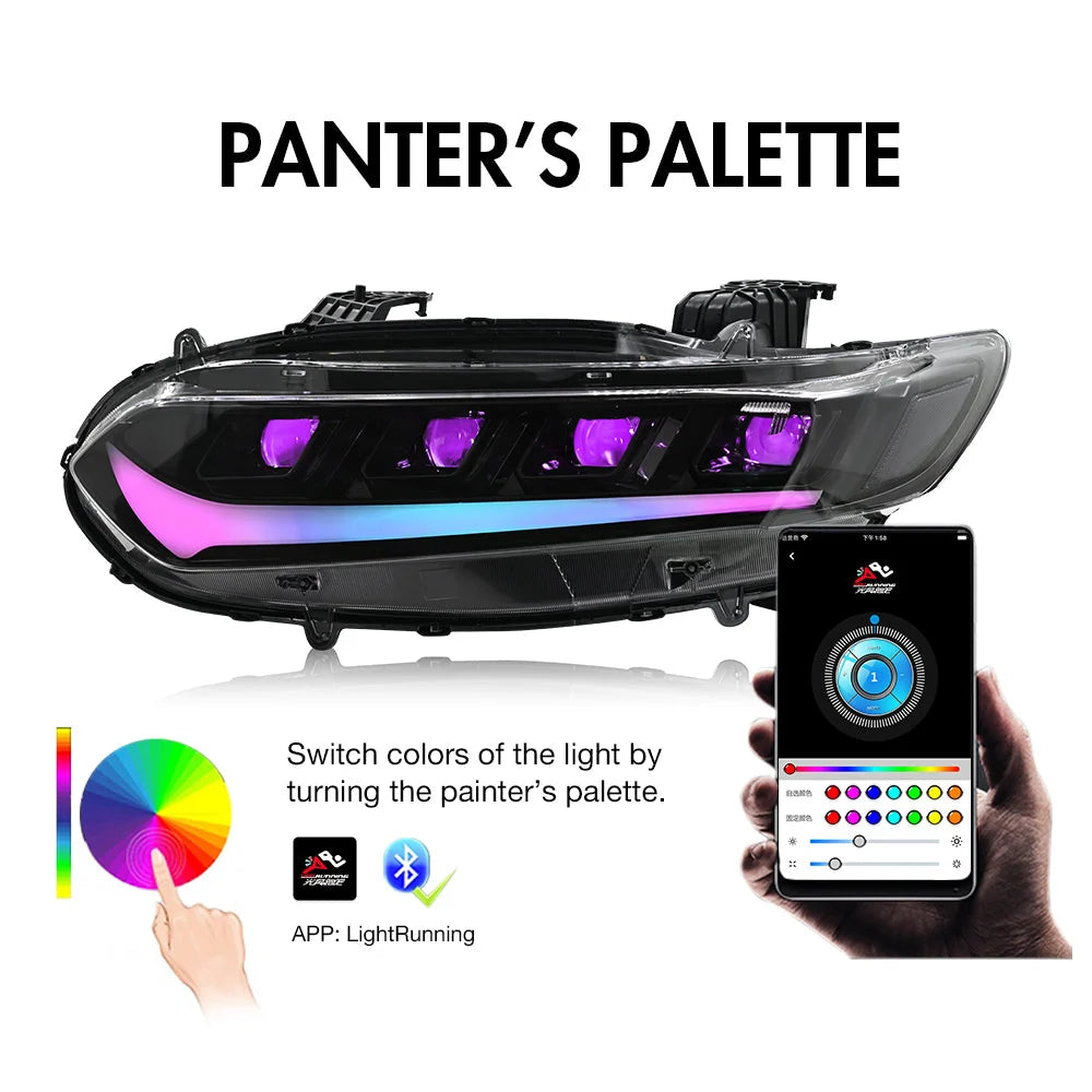 OPEN BOX - RGB Headlight For Honda Accord 10th Gen 2018-2021 LX/EX/EXL/Sport/SE