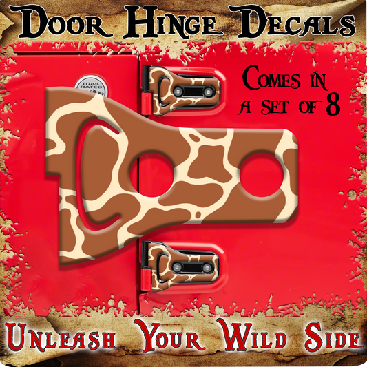 Brown cow print Door hinge decals 34